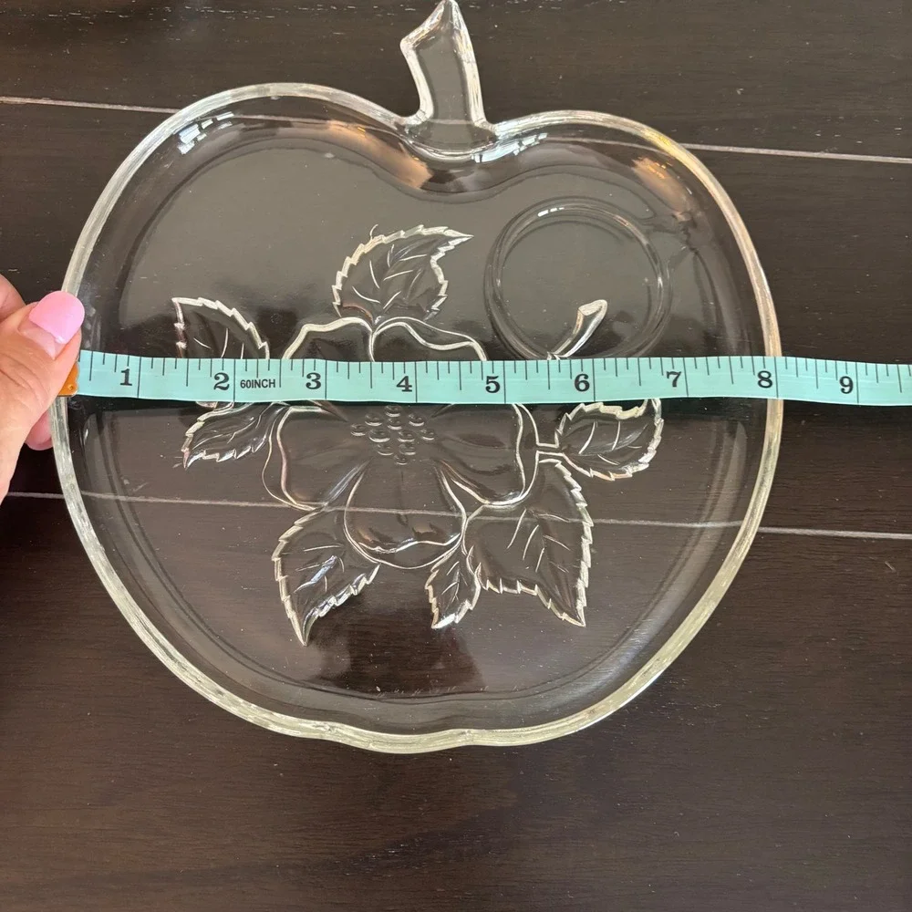 Vintage Hazel Atlas‎ Apple Blossom | Set of 4 | Clear Glass | Snack Plates Only